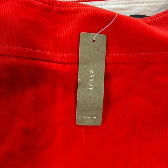 J Crew Bright Red Corduroy Gold Accent Rear Zip Mini Skirt NWT | Size 2 - Picture 3 of 5